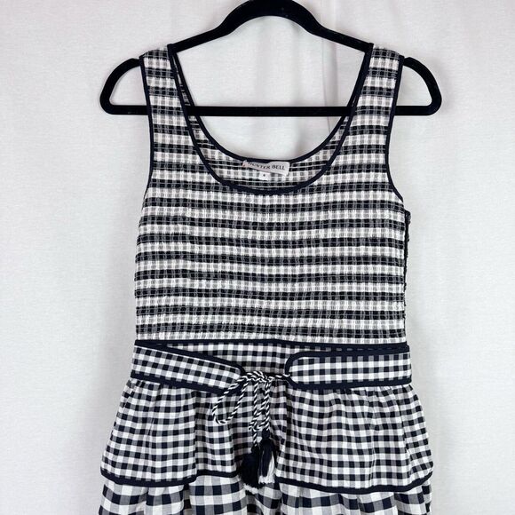 HUNTER BELL Andrea Black White Gingham Checkered Tiered Ruffle Dress Size 6 - Picture 3 of 6